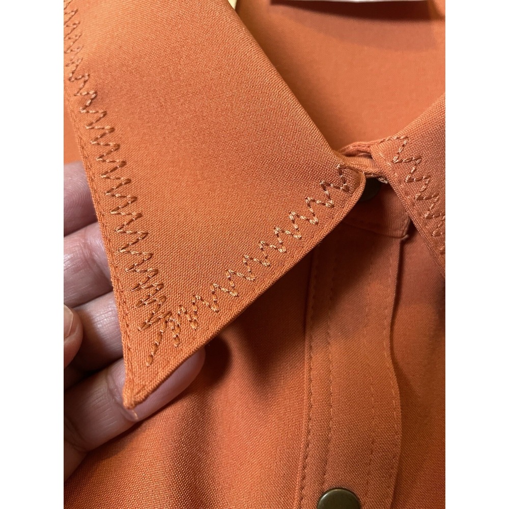 Vtg Kathy Che Button Front Shirt Women's S Studded Orange Pockets Career Casual - Picture 7 of 14